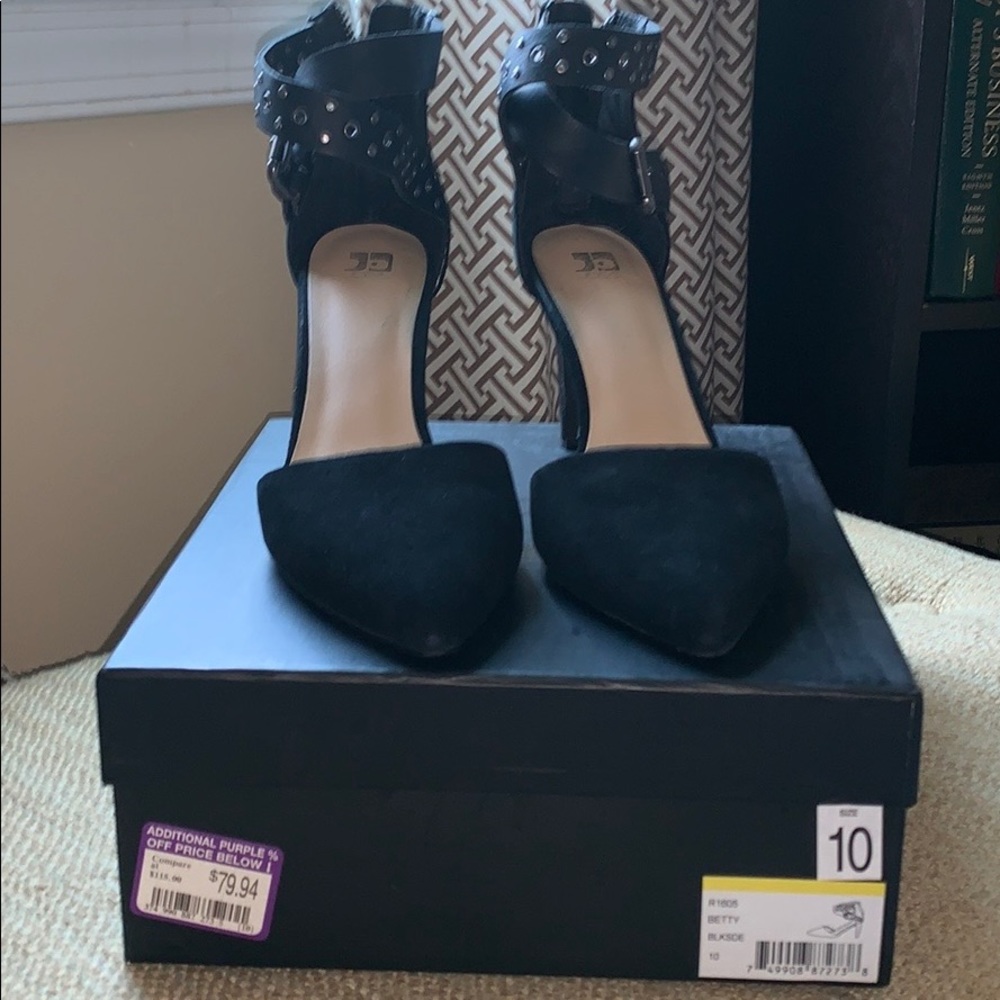 JOES black suede ankle strap heel